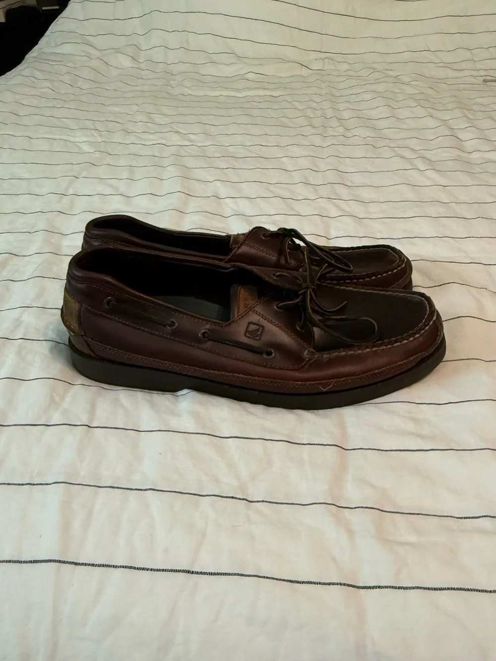 Sperry Dark Brown Leather Moc Toe Boat Shoes
